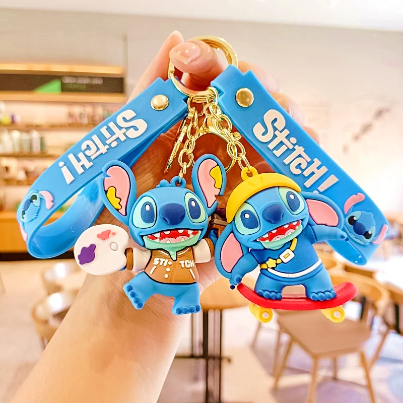 ขายส่งใหม่อะนิเมะ Disney พวงกุญแจ Mickey Mouse Minnie Lilo & Stitch การ์ตูนพวงกุญแจ Key CHAIN จี้รถของเล่นเด็กของขวัญ