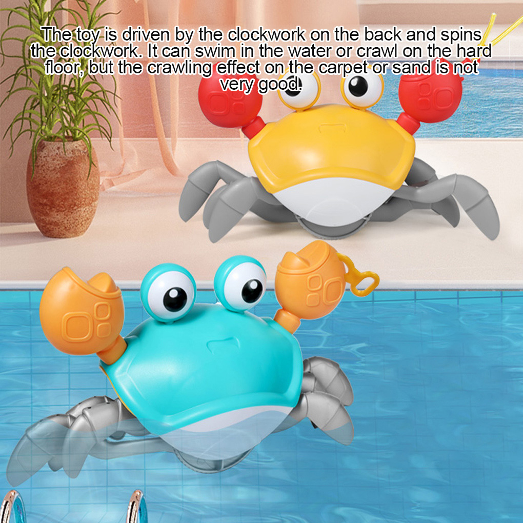 Vasca da bagno per bambini Gioco d'acqua Giocattolo per granchio Meccanismo a orologeria Accessorio per doccia portatile per bambini da spiaggia Bambino che tira una corda per imparare a camminare