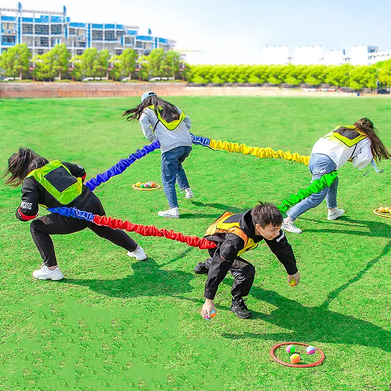 Juegos al aire libre, construcción de equipos, desarrollar juguetes de entretenimiento deportivo, cuerda elástica para niños, círculo para correr, cuerda sensorial
