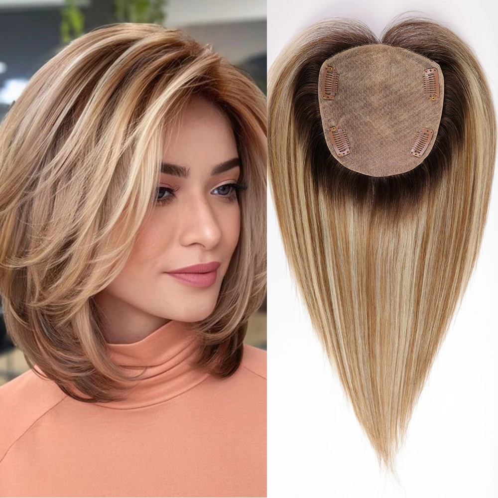 100% remy fechos de cabelo humano seda bae clipes em dourado marrom loiro misturado postiços humanos para mulheres 12 Polegada extensões toppers
