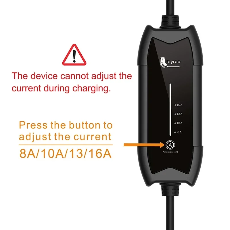 Feyree EV-oplader Type2 16A 3,5KW 1 fase GB/T / Type1 stroom verstelbare 3,5 m kabel draagbare oplaaddoos voor elektrisch voertuig