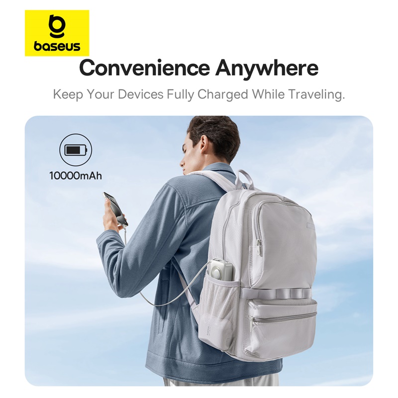 Baseus 10000mAh Power Bank 30W Retractable Built-In Type-C Fast Charging Cable For iPhone 17 16 Samsung S25 Poco Xiaomi Laptop