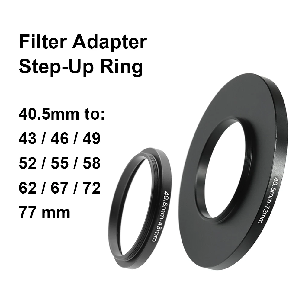 Anillo adaptador de filtro de lente de cámara Anillo elevador de metal para lente de 40,5 mm - 43 46 49 52 55 58 62 67 72 77 mm UV ND CPL Parasol de lente, etc.