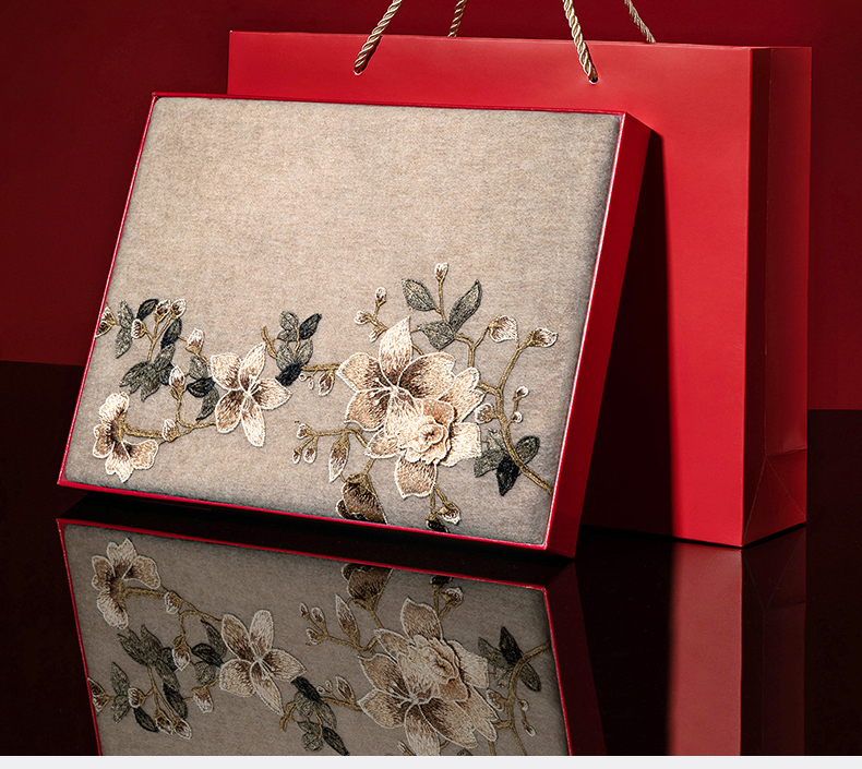 Wool Scarf Solid Color Rectangular Thickened Warm High-End Chinese Style Embroidery Shawl Gift Decoration Four Seasons Universal