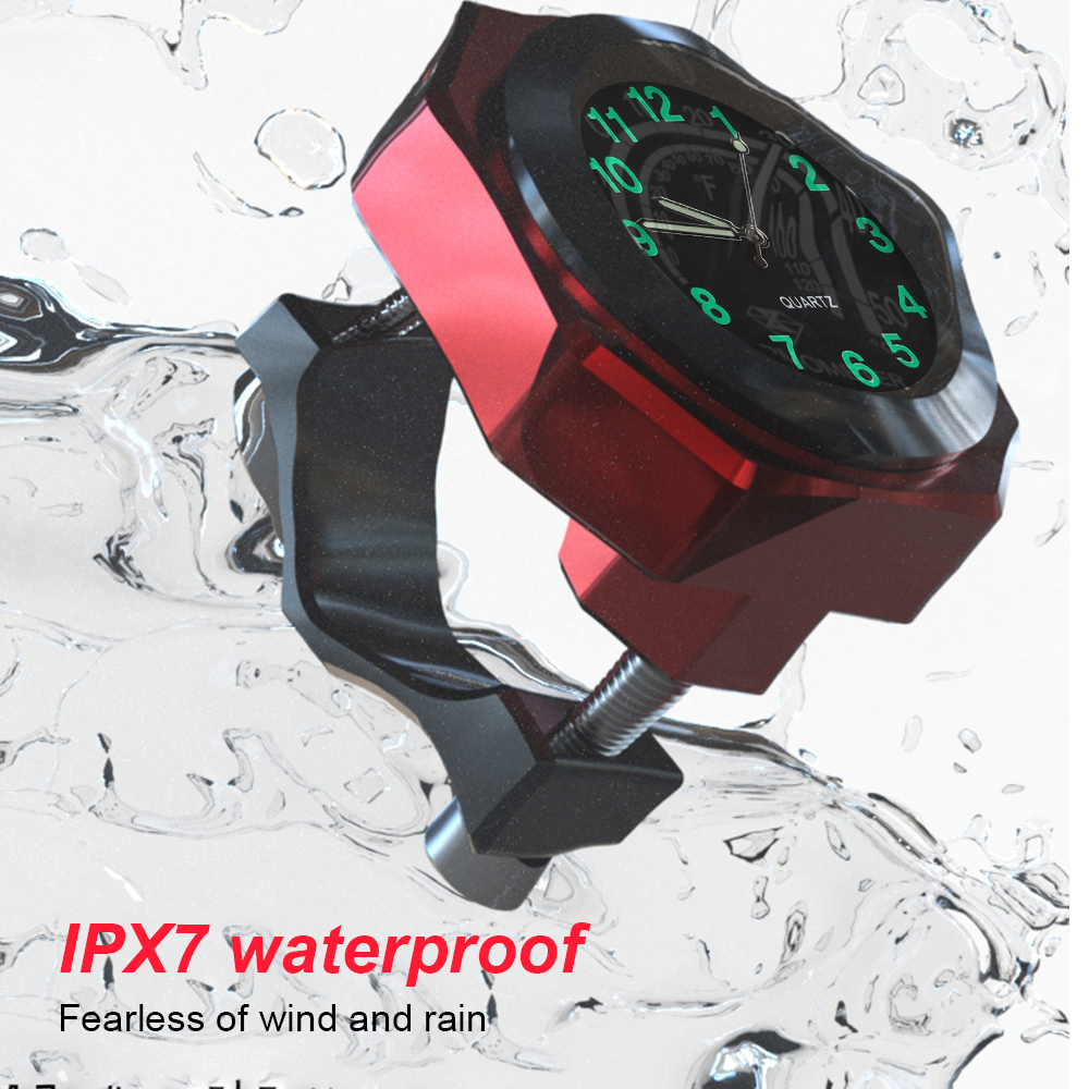 Motorcycle Aluminum Alloy Clock 22-28mm Waterproof Handlebar Mount For Bicycle Motobike Luminous Quartz Watch Time Display