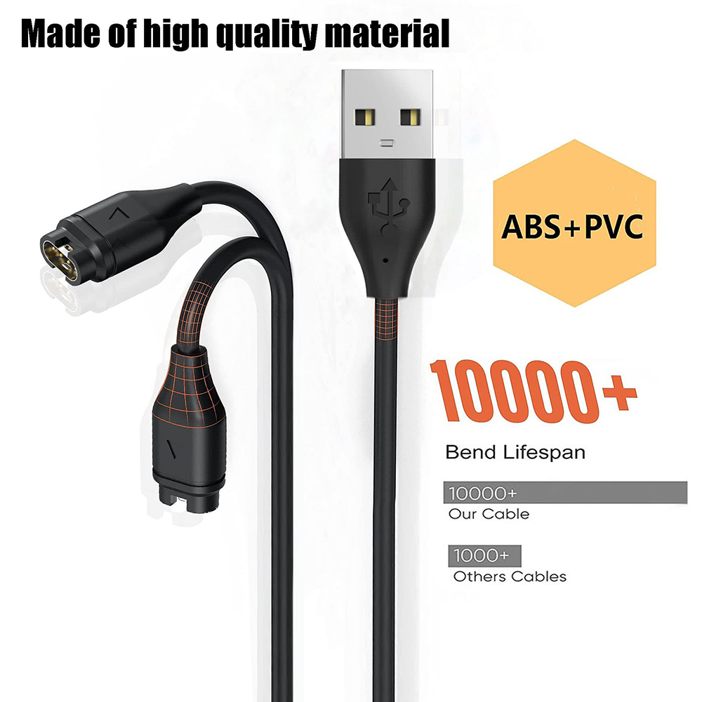 Cable de carga USB de 1M/3,3 pies para Garmin Fenix 7, 7S, 7X, 6, 6S, 6X, 5, 5X, 5S Plus, Vivoactive 3 Forerunner 945, 935, 245, 255
