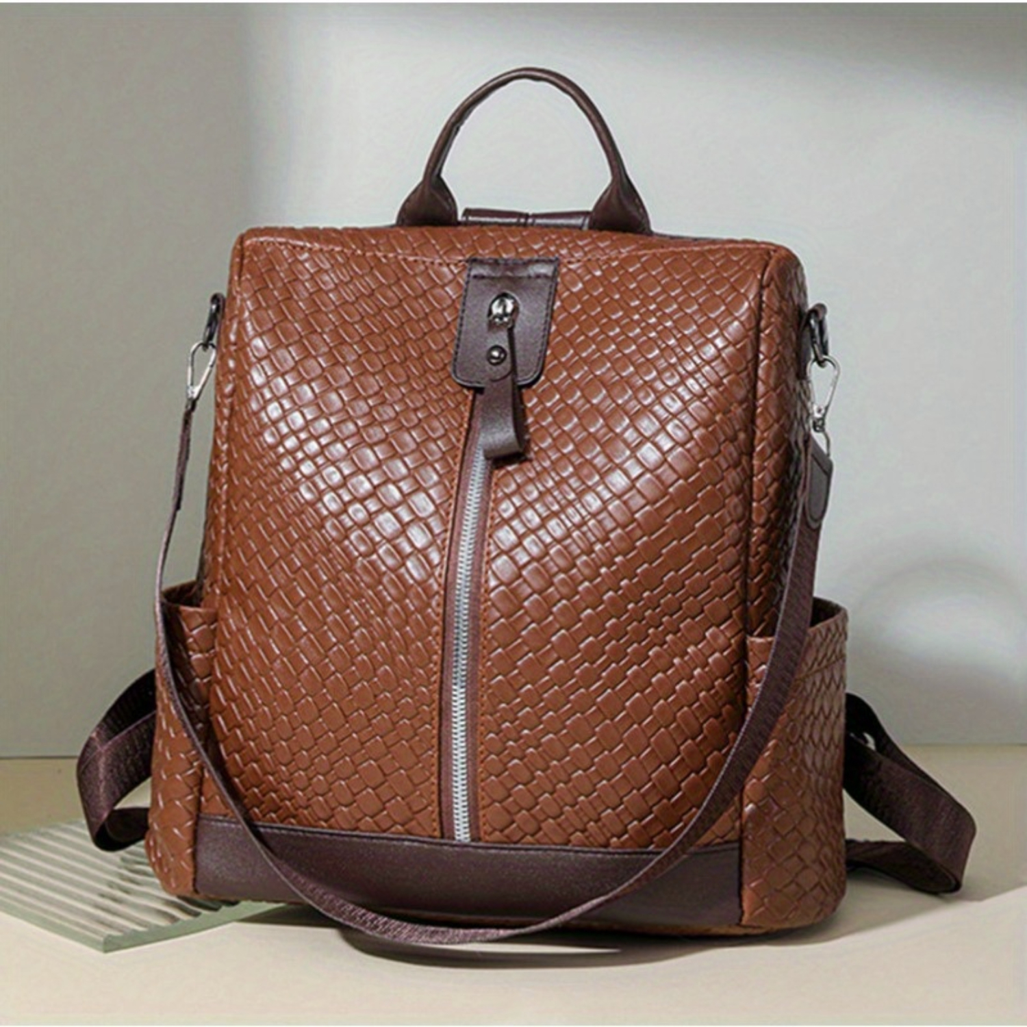 Mochila de cuero PU antirrobo para mujer, elegante bolso de gran capacidad