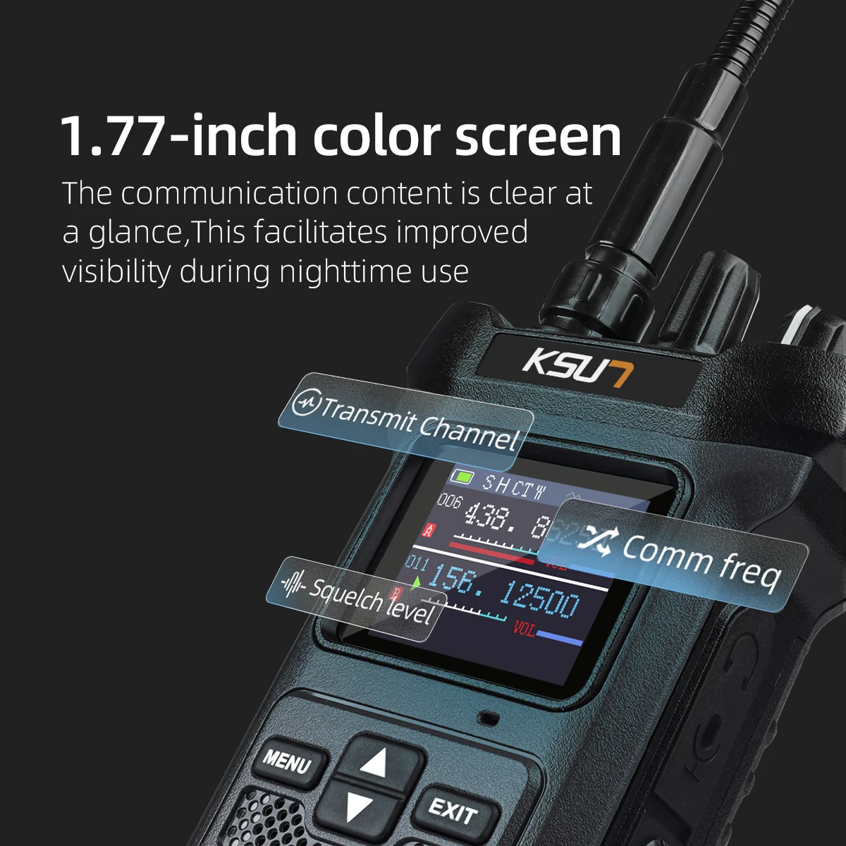 KSUN UV119D 20W VHF UHF Dual Band Taschenlampe Reverse Charge High Power Walkie Talkie Ham Radio Transceiver