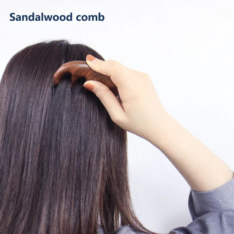 Sandalwood Hair Comb Scalp Relax Acupoint Massager Portable Wooden Handle Comb Anti-static Styling Tool massager  horn comb