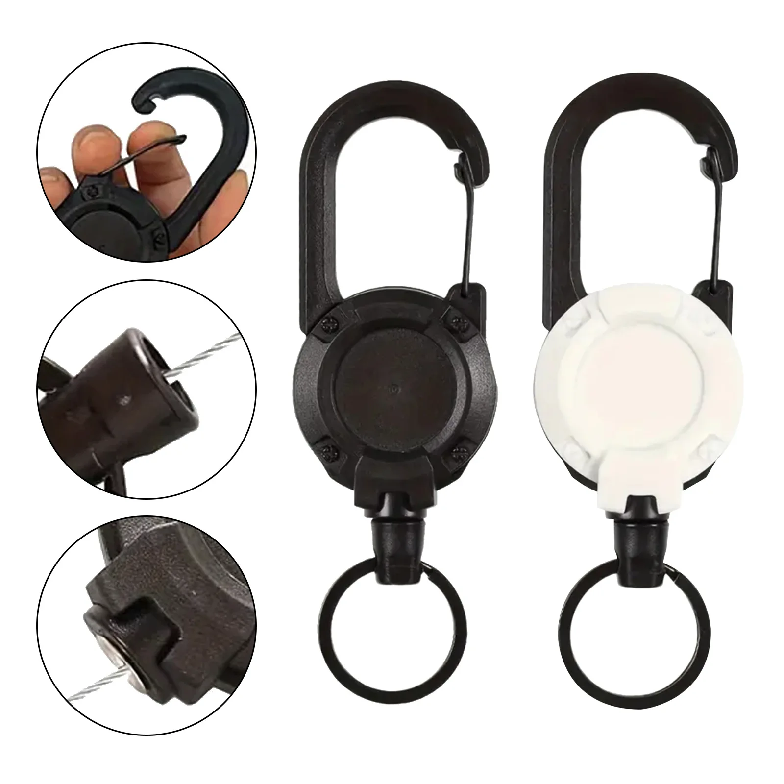 Bobina per badge retrattile resistente Antifurto in metallo Corda con fibbia facile da tirare Portachiavi elastico Portachiavi retrattile sportivo Strumenti