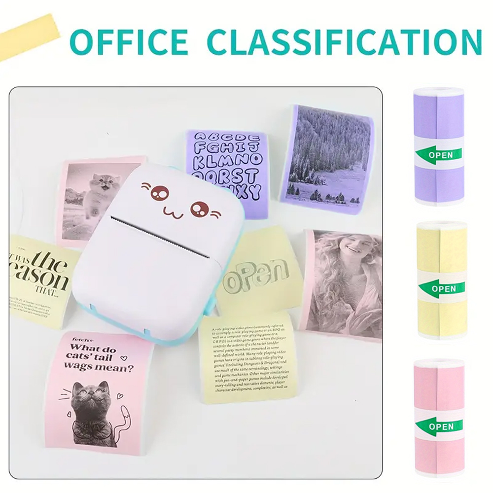 3 Rollen Mini-Druckerpapier, Thermopapier, bedruckbare Aufkleber für Taschen-Thermodrucker