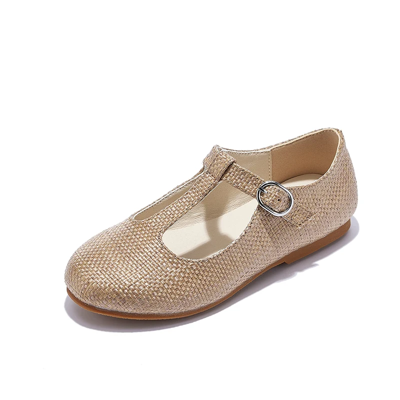 S-AP8-002 Dressy รองเท้าสําหรับเด็กทารกคุณภาพรองเท้าหนังสีชมพูสีน้ําตาล Burlap สําหรับฤดูใบไม้ผลิและฤดูร้อนใหม่ยี่ห้อ