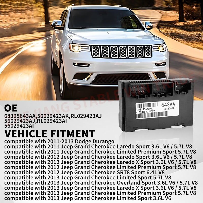 68395643 AA 56029423 AJ 56029423 AK 黒耐久性のある転送ケース制御モジュールジープグランドチェロキーダッジデュランゴ 2011 2012 2013