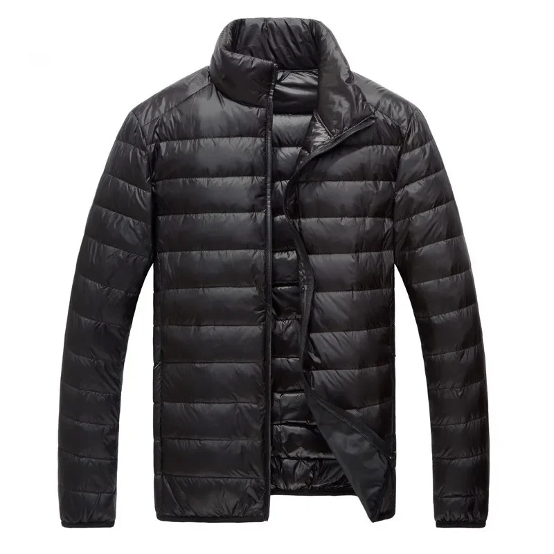 Herfst High-End Merk Witte Eend Dons Licht Dunne Mode Effen Kleur Slanke Casual Opstaande Kraag Heren Donsjack Mannelijke Donsjas