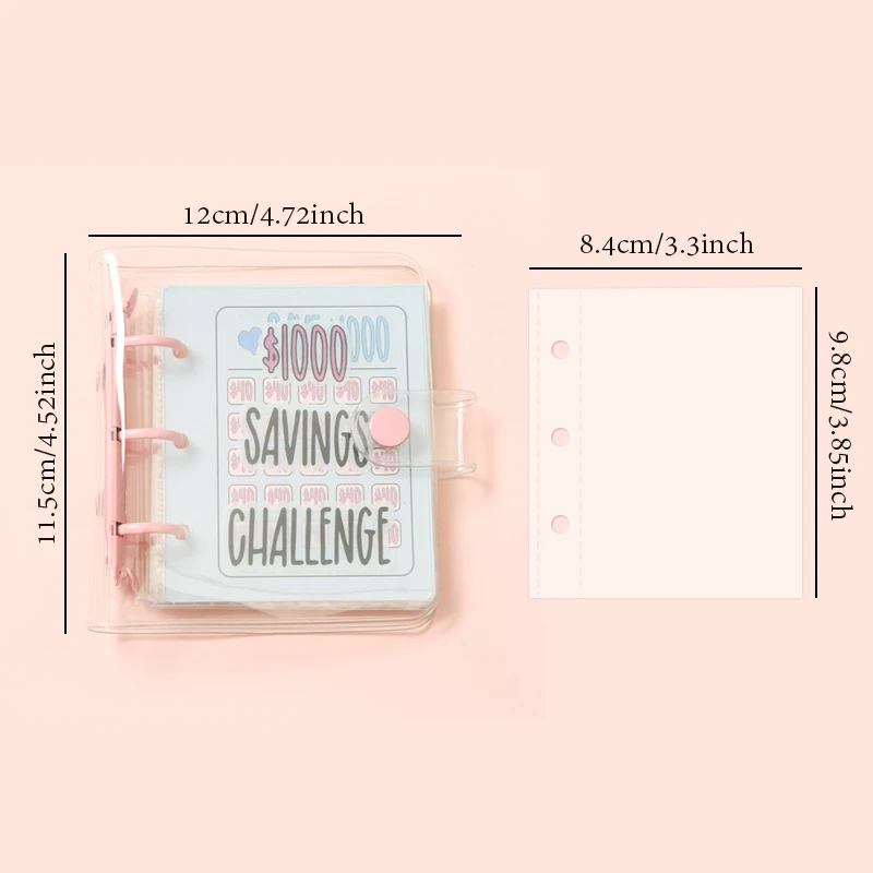 2 Stijlen 1 Stuk/pak PVC 3 Gat Mini Geldbesparende Uitdaging Flipchart Bindmiddel met Envelop Besparingen Organizer Boek