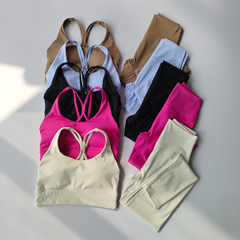 Yoga-Anzug für Damen, High-End, sexy, modisch, schlankmachend, Hüftheben, Sport, Fitness, BHs und Leggings, Tank-Top, atmungsaktives Set
