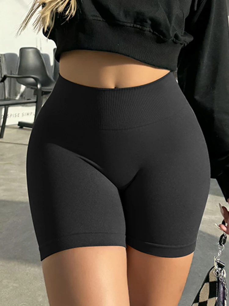 OQQ 2025 Women's Yoga Shorts High Waisted Fitness Pants Peach Hip Seamless Hip Lifting Ladies Sports Shorts