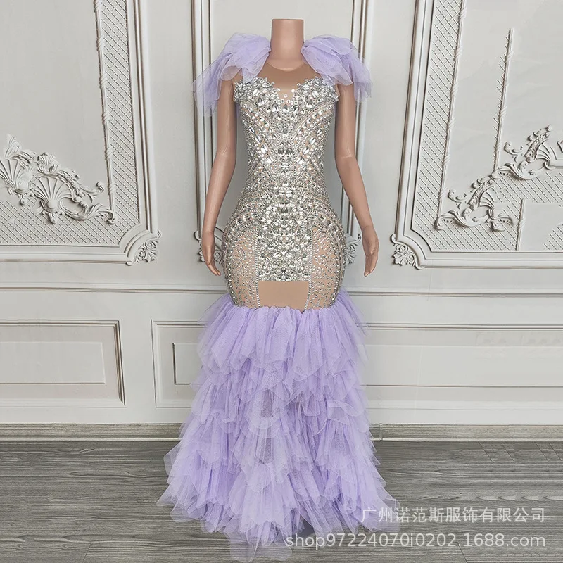 Luxuriöses Diamant-Konzert-Atmosphären-Socializing-Ball-Abendkleid, Studio-Modelle, Modenschau, Performance-Kleid, Hochzeitskleid