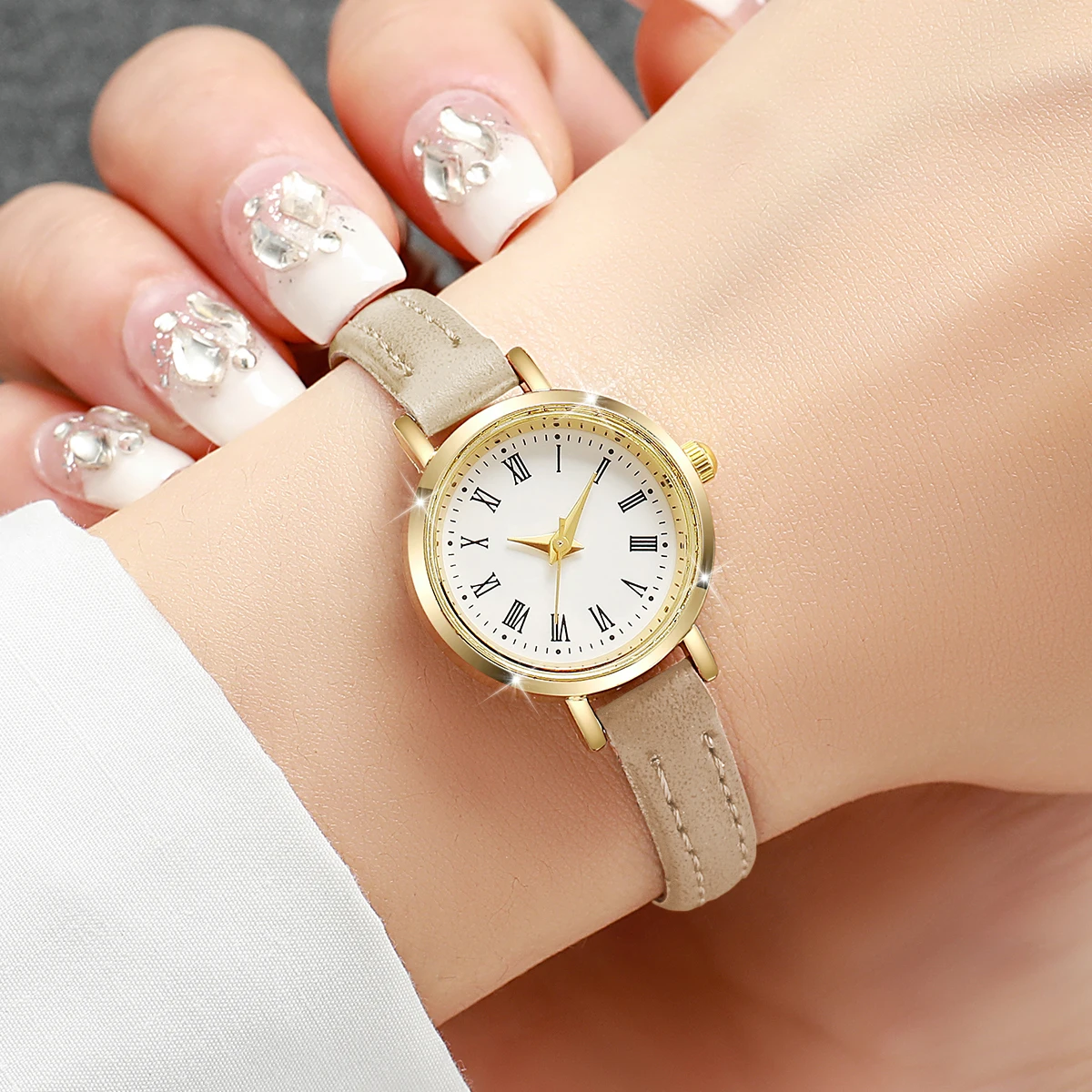 Relógios femininos moda pequena roma dial senhoras pulseira de couro relógio de quartzo reloj mujer meninas relógio presente