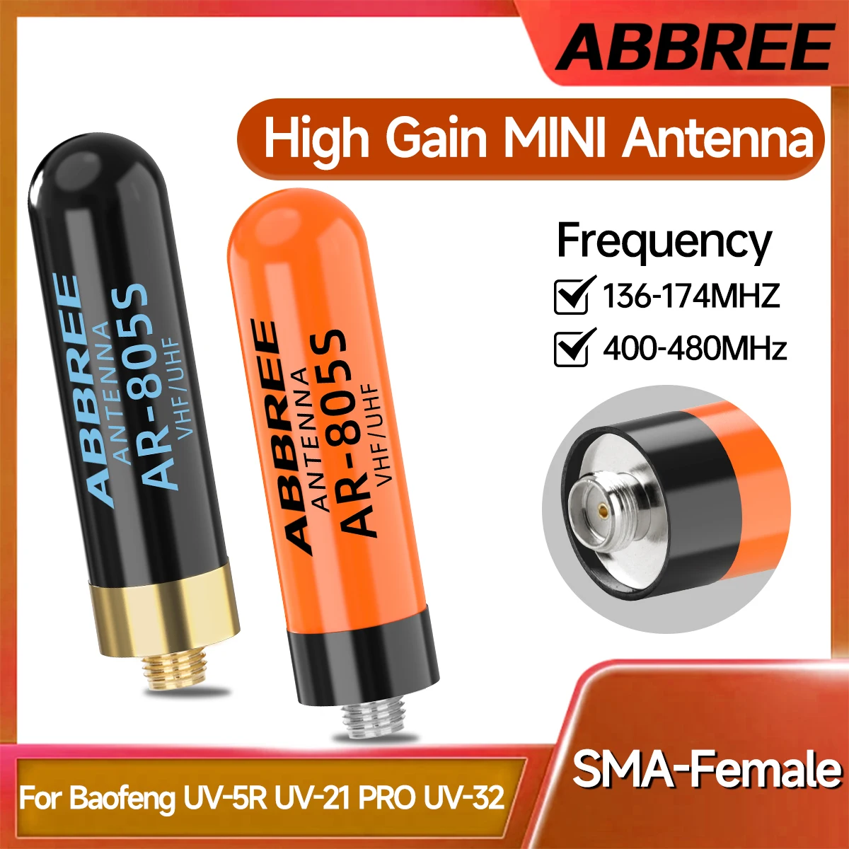 1/2 SZT. Nowa Antena Walkie Talkie ABBREE AR-805S SMA-Gniazdo UHF VHF Do UV-5R UV-32 UV-21 PRO V2 Quansheng UV-K5 8 TK11 Radia Amatorskie