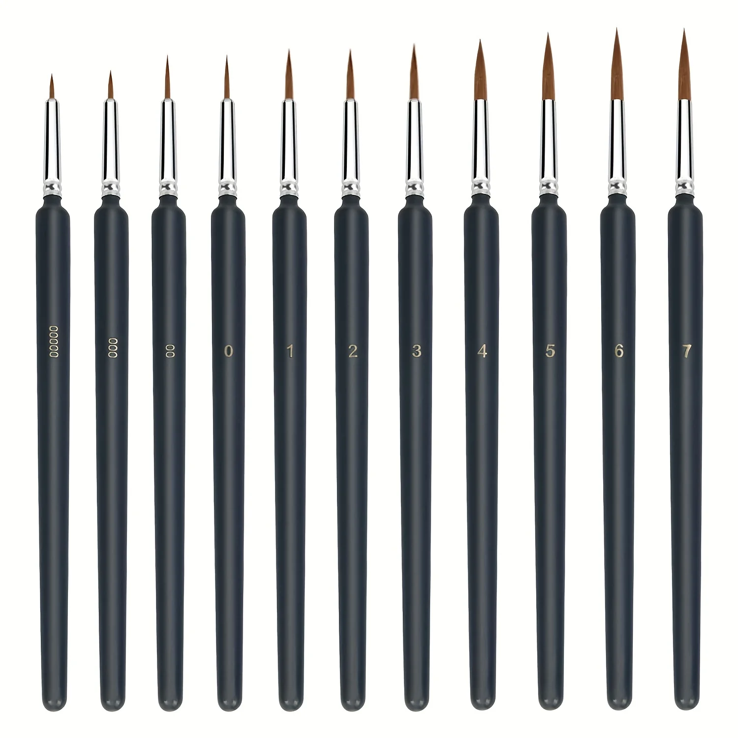 11 Micro Brushes, Fine Detail Nib Brush Set With Ergonomic Handle - Suitable For Acrylic, Oil, Watercolor, Face, Nail, Scale Mod