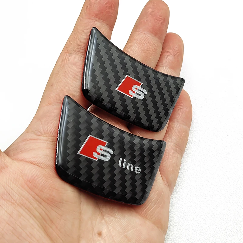 3D Carbon Black RS Logo S Line Emblem Car Steering Wheel Badge Sticker For Audi A1 A2 A3 A4 A5 A6 A7 S3 S4 S5 S6 S7 Accrssorie