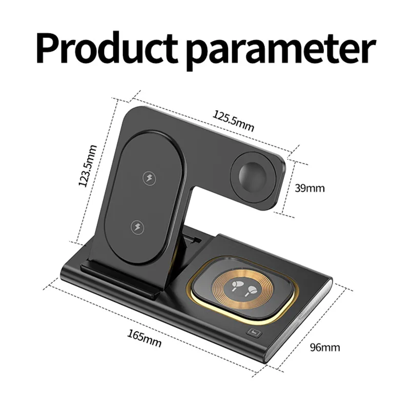 Soporte de cargador inalámbrico plegable LED 3 en 1 de 30W para Samsung S24 S23 S22 Watch 6 5 4 Active 1 2 Galaxy Buds estación de carga rápida