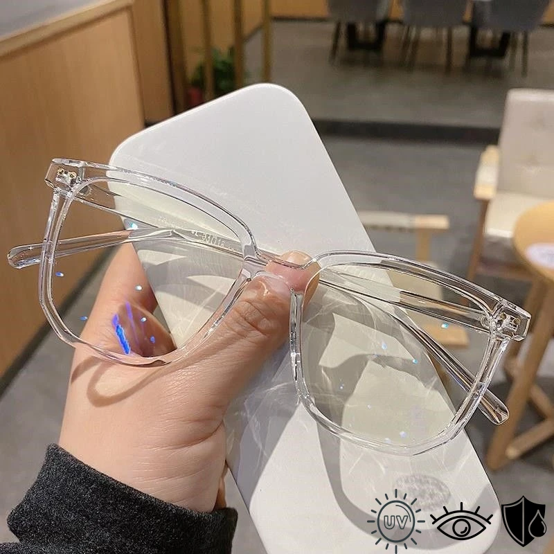Anti-blue Light Computer Glasses for Women with Regular Eyeglass Big Frame Finished Retro Flat Light Frame Eyewear