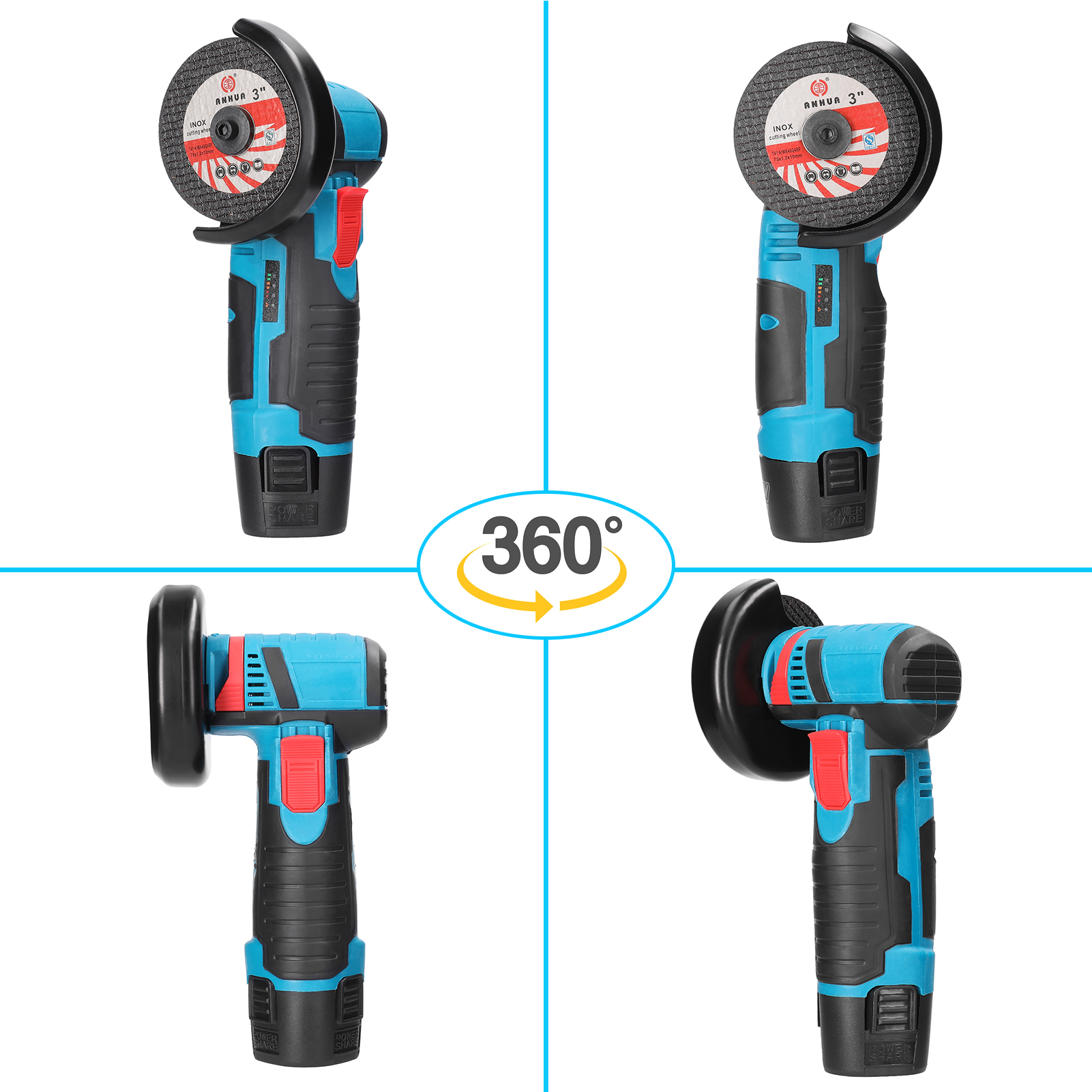 Meuleuse d'angle 19500 tr/min 12V, rectifieuse sans balais/brosse, batterie au Lithium sans fil, meuleuse Rechargeable, outils électriques de coupe