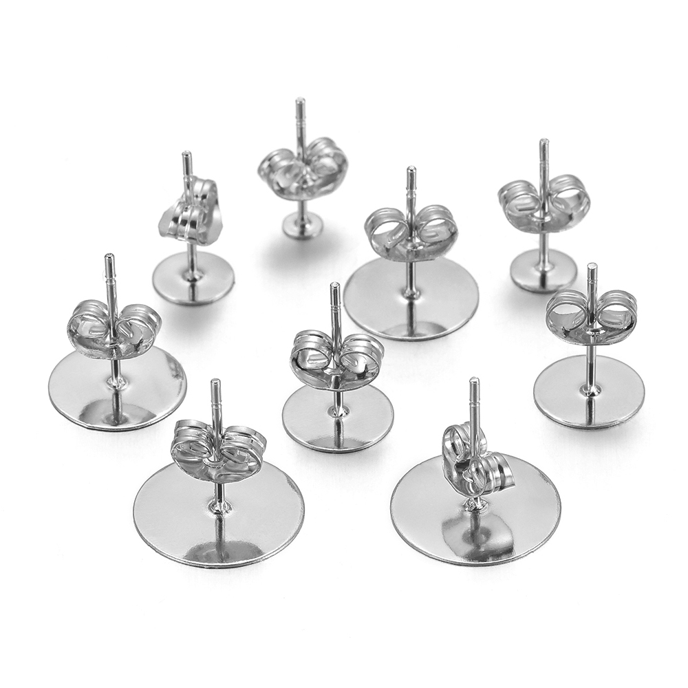 50-100 Uds. Pendientes dorados de agua de acero inoxidable, Base de tachuelas, alfileres de poste en blanco, tapón para pendientes, accesorios traseros para la fabricación de joyas DIY