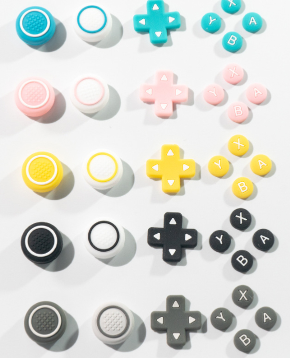 New Design Silicone Soft D-pad Cross Button ABXY Key Sticker Skin Case For Switch Lite NS lite Joy-con Thumb Stick Cap Cover