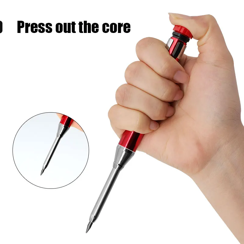 6Colors 2.8mm Metal Solid Carpenter Mechanical Pencil with Sharpener 2B Lead Core Deep Hole Construction Marking Scriber Tool