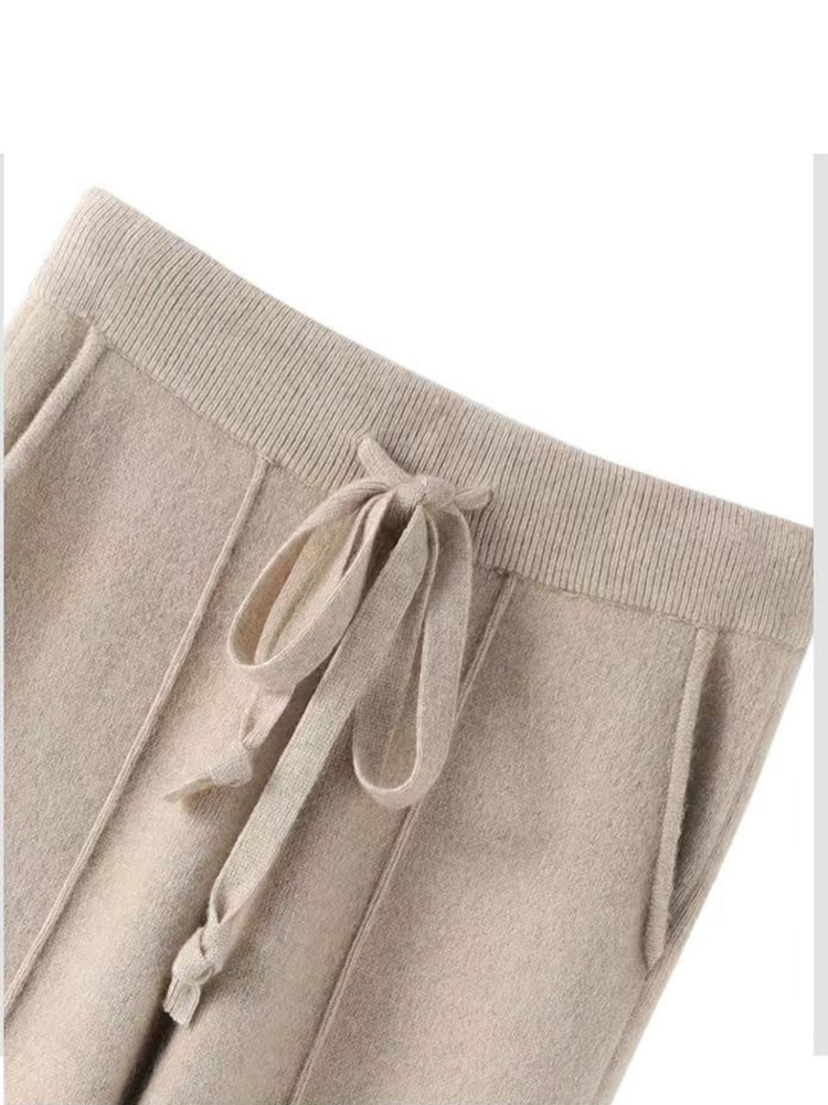 Women's 100% Wool Pants New Autumn and Winter Soft Comfortable High-Waist Knitted Thickening Pants Female Elastic Thin pants