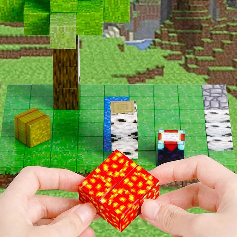 Juguetes de bloques de construcción magnéticos para niños y niñas, juego mundial magnético para construir Mine, vástago artesanal, cubos sensoriales Montessori, regalo educativo para niños pequeños