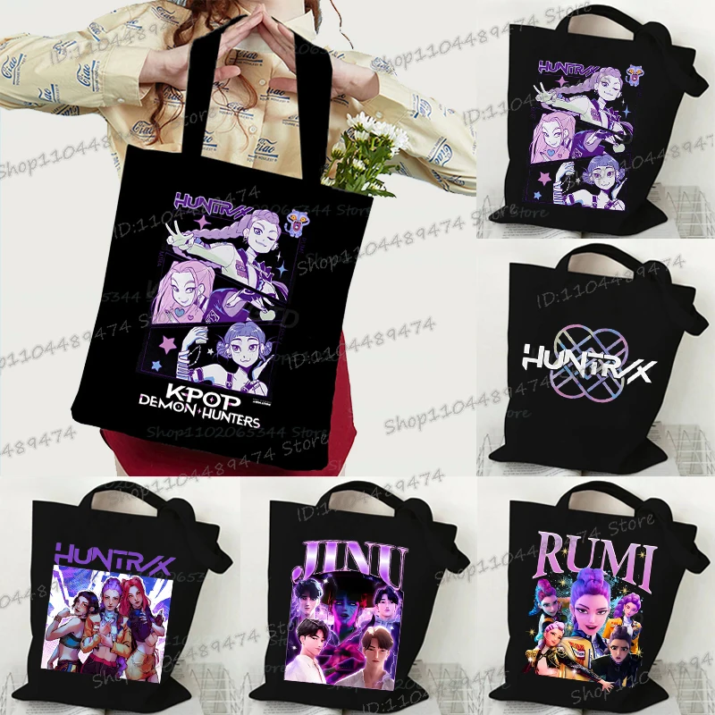 Bolsos de mano Vintage con personajes de dibujos animados para hombre y mujer, bolsas de compras portátiles de Anime a la moda, bolso de hombro con personajes de dibujos animados divertidos