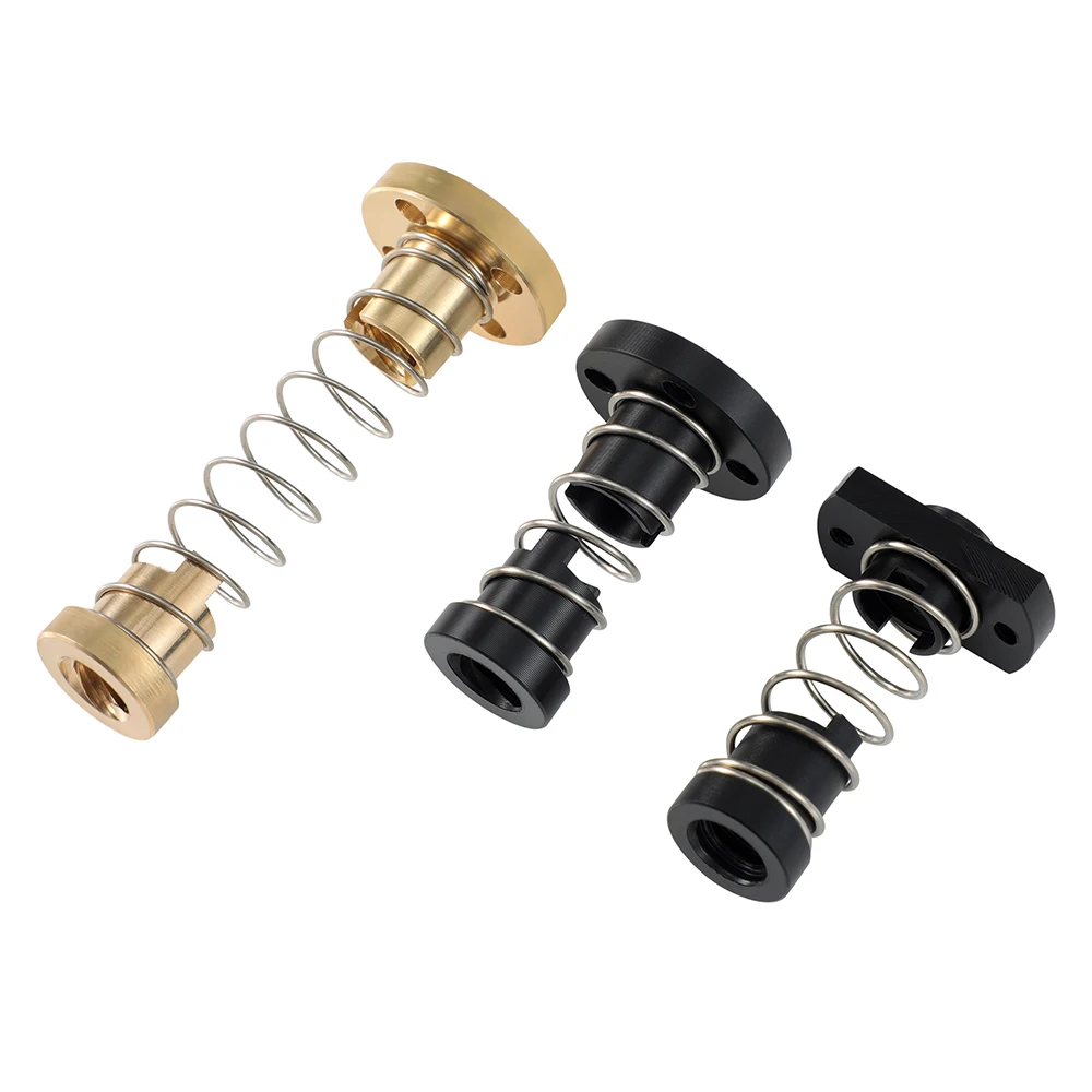 3DSWAY T8 Chống Phản Ứng Dữ Dội Vít Dẫn Bằng Đồng/POM Mùa Xuân Đai Ốc Loại Bỏ Khoảng Cách Dẫn 2Mm/4mm/8Mm Cho CNC 3D Máy In Phần Ender 3 CR10