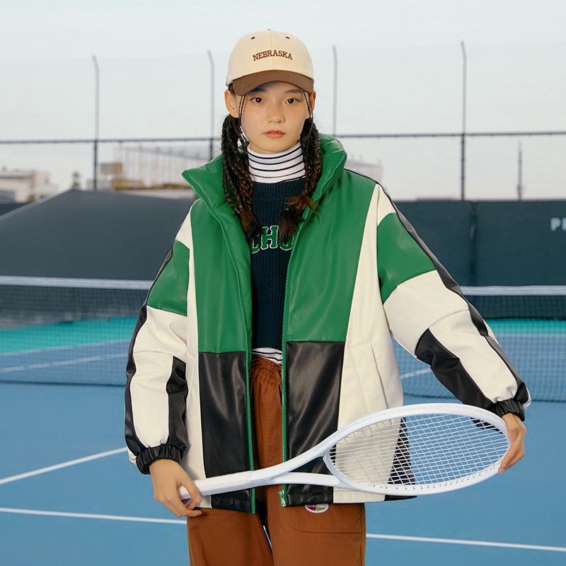 Semir Daunen jacke Frauen mittellanges Pu-Kunstleder farblich passender Stehkragen 2023 Winter neues lockeres trend iges Top