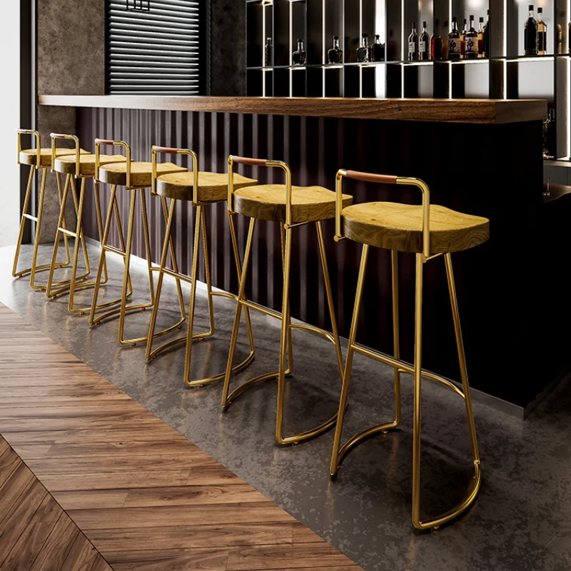Mostrador de madera moderno, asientos altos, sillas de Bar de lujo, muebles de recepción para exteriores, muebles Barra Cocina