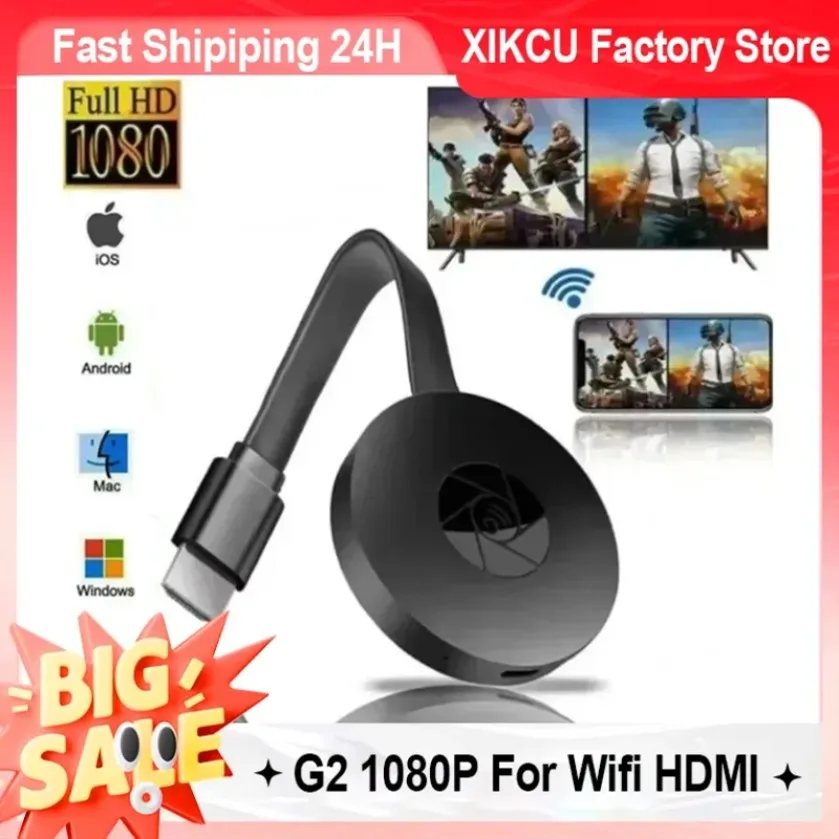 Xikcu g2 1080p hdmi-compatível para mirascreen display anycast wifi portátil miracast dongle compatível para tv ios tela espelho