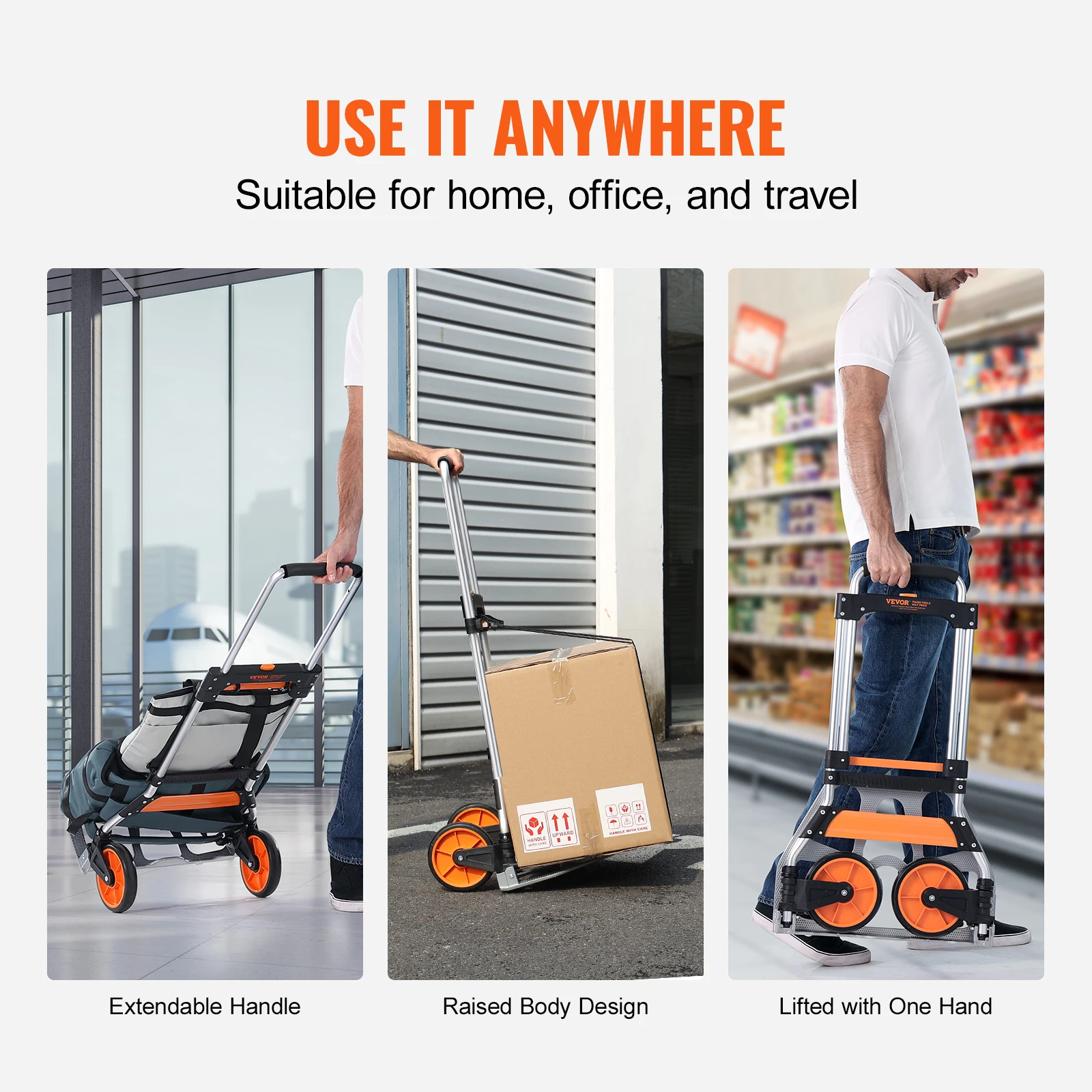 SucceBuy 275/309 lbs Folding Hand Truck Portable Unity Cart Dolly with Telescoping Handle and Binding Rope for Moving Warehouse