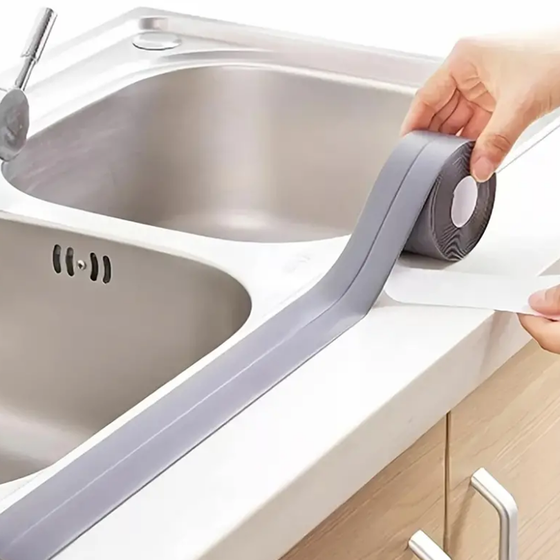 1 rollo de tira de sellado de inodoro impermeable y a prueba de moho, cinta de sellado autoadhesiva para baño y cocina, cinta impermeable para baño