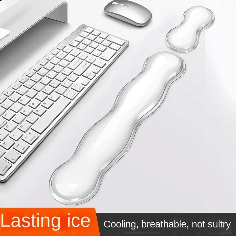 Tapis de souris avec repose-poignet, repose-clavier, console de jeu de bureau transparente en silicone antidérapant, repose-poignet pour souris