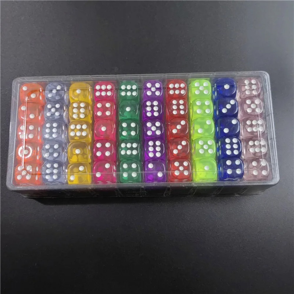 100 Teile/los 14mm 10 Farben Transparente Würfel Acryl Abgerundete Ecke Trinken Würfel Nachtclub Bars KTV Unterhaltung Würfel Set spielzeug