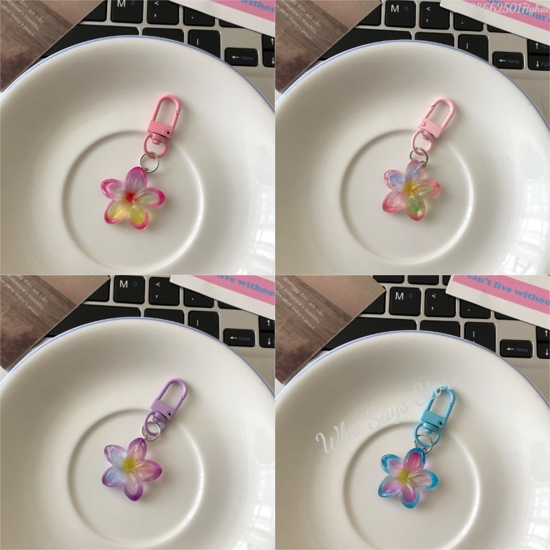 Chaveiro de flor transparente colorido pingente para mulheres meninas moda requintado chaveiro saco decoração acessórios amigo presente