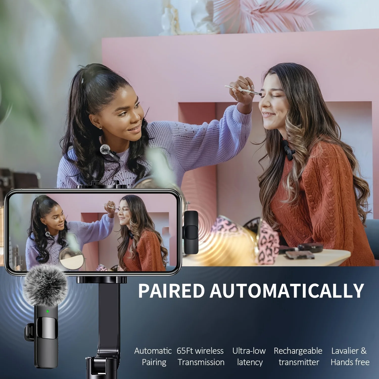 Draadloze microfoon met type C-connector voor audio-opname, livestreaming, videoconferenties en zingen