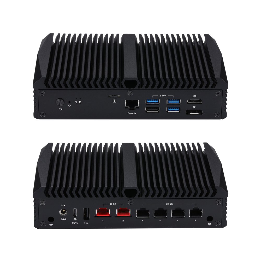 Мини-компьютерный маршрутизатор QOTOM Q10900H6 N100/N305/N150/N355, процессор AES-NI, брандмауэр, 2 x Marvell AQC113, 10G LAN, 4 x I226-V, 2,5G LAN