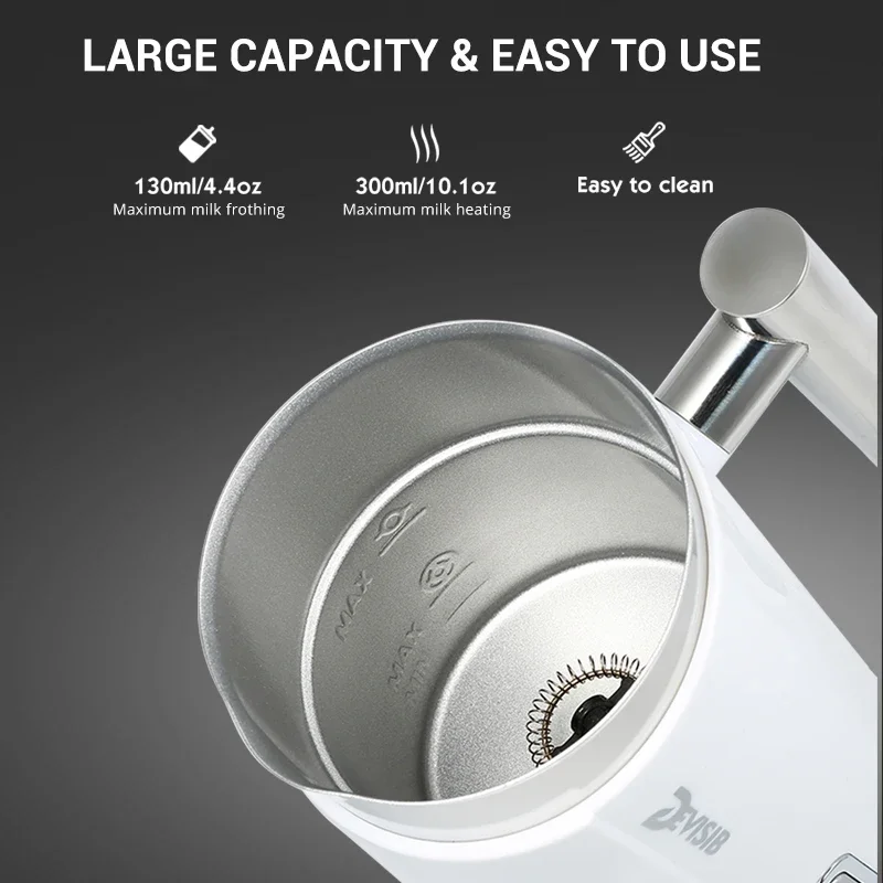 DEVISIB 3 in 1 電動ミルク泡立て器,300ml,自動,ホットおよびコールドフォーム,コーヒーメーカー,フラット,カプチーノ,マキ,チョコレート用