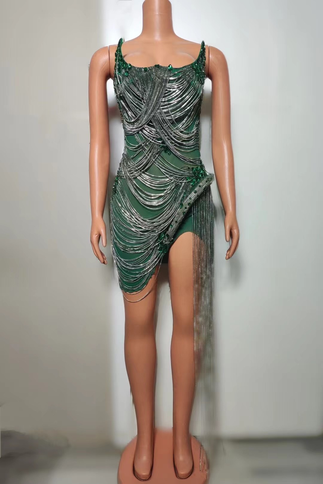 Robe de Soirée avec Strass pour Femme, Tenue de Bal, Sexy, Transparente, Tenue de Scène