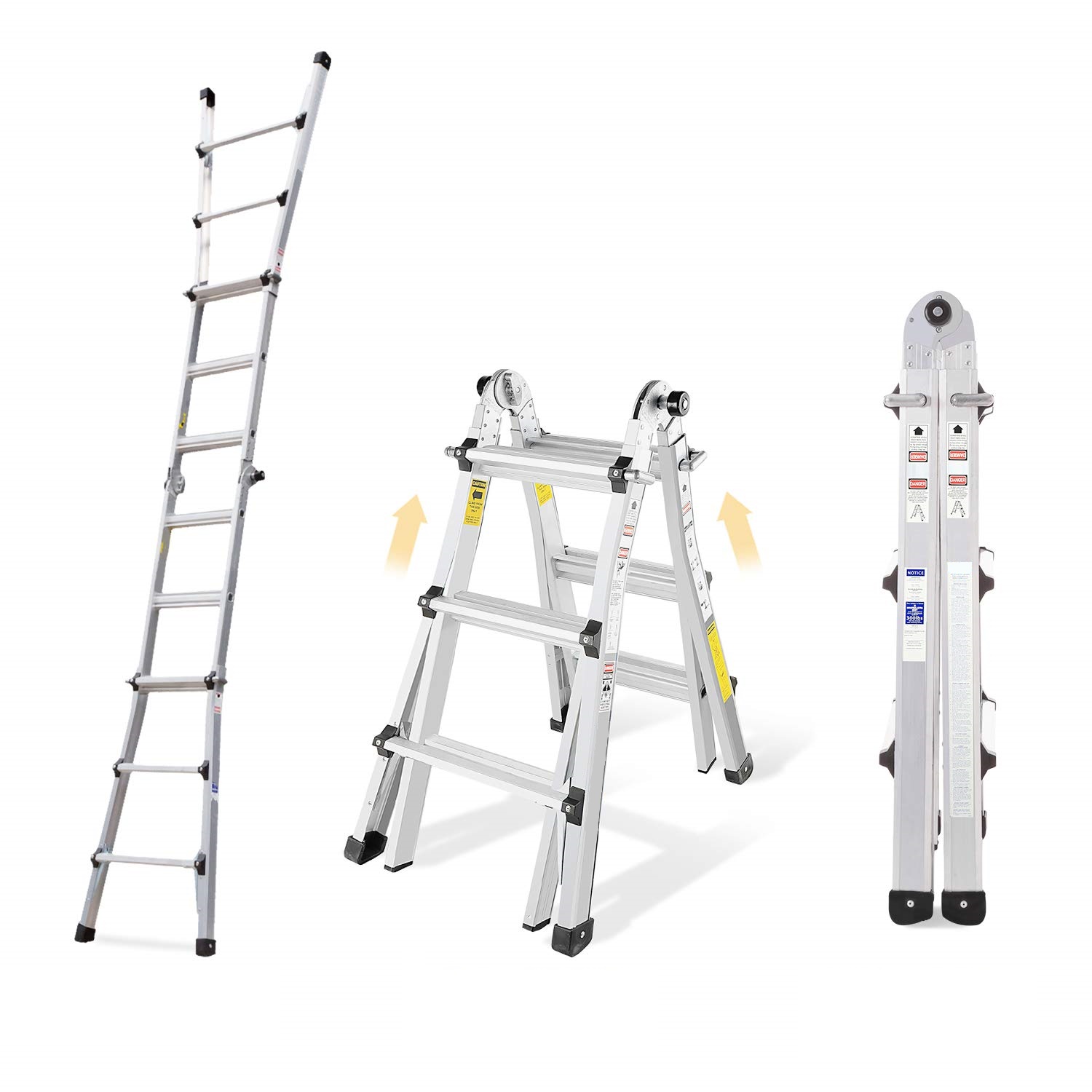 Custom Multipurpose 12-foot Step Ladders Aluminum Industrial Ladders EN131 4*3 Steps Velocity Multiuse Ladder EN131 SGS 2 Years
