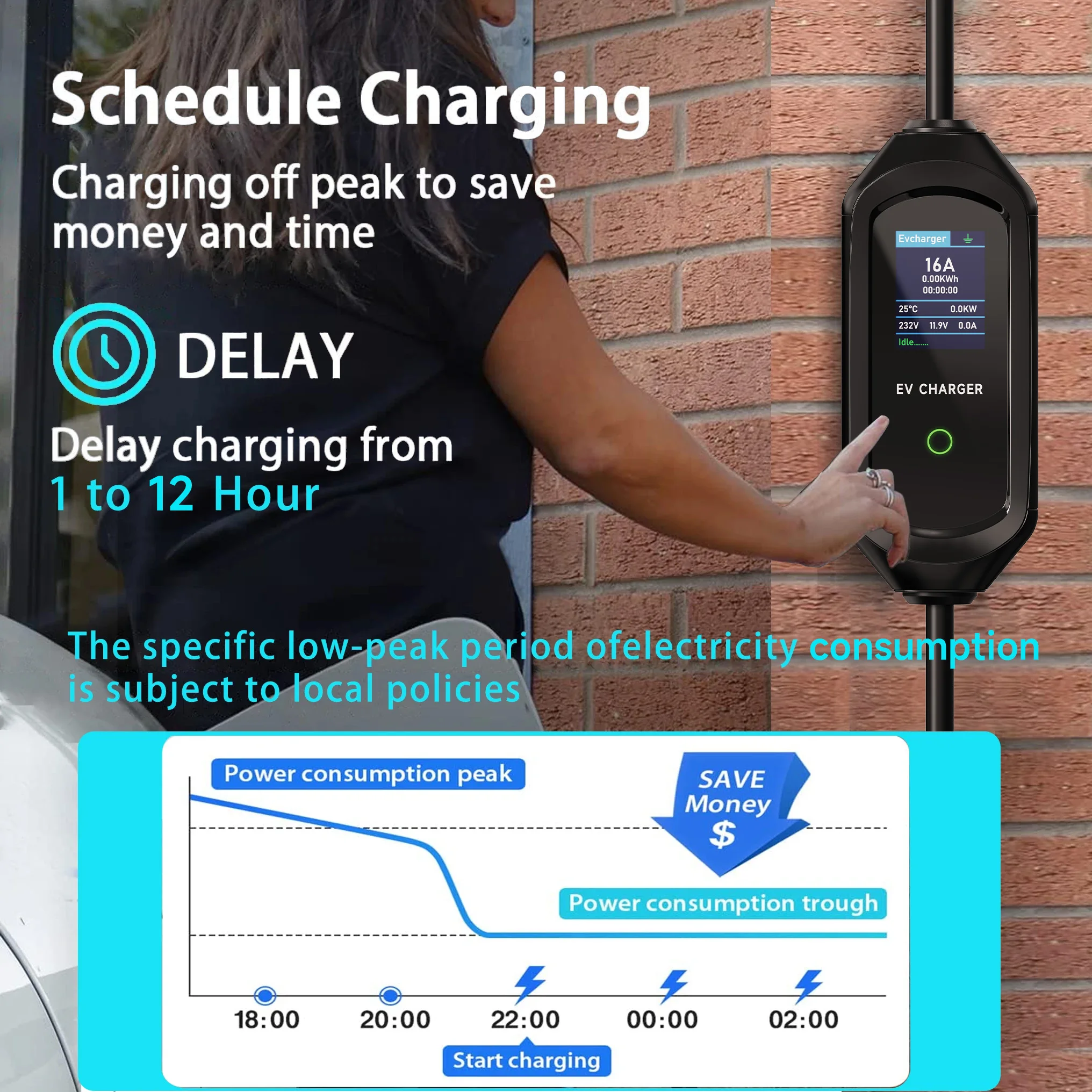AFEEV ポータブル EV 充電器 Type2 IEC62196-2 16A EVSE 急速充電ケーブル Type1 SAE J1772 ウォールボックス 3.5KW GBT 電気自動車充電器